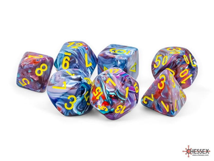 Chessex Mosaic/Yellow Mega-hedral 7pc Dice Set image 0